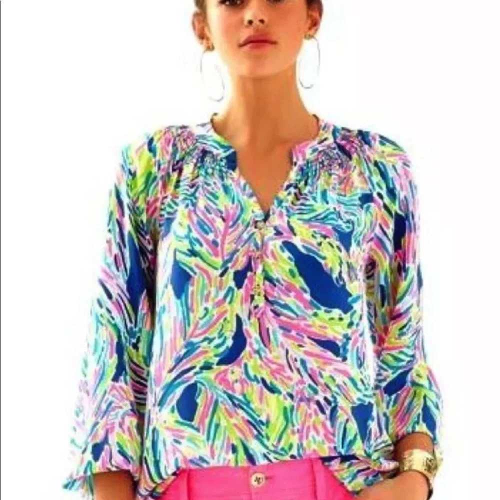 Lilly Pulitzer Elsa in Rare Indigo Palm Reader Small - Picture 1 of 6